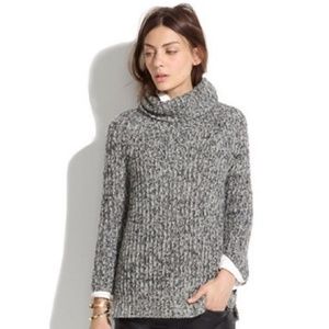 Madewell Grey Knit Marled Funnel Neck Sweater